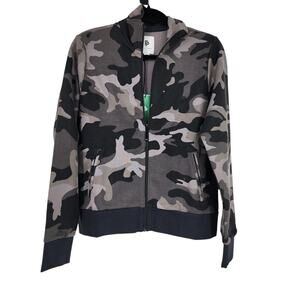 NWT Flint Park Gray Camo Court Tennis Full Zip Pocket Lightweight Jacket Size M